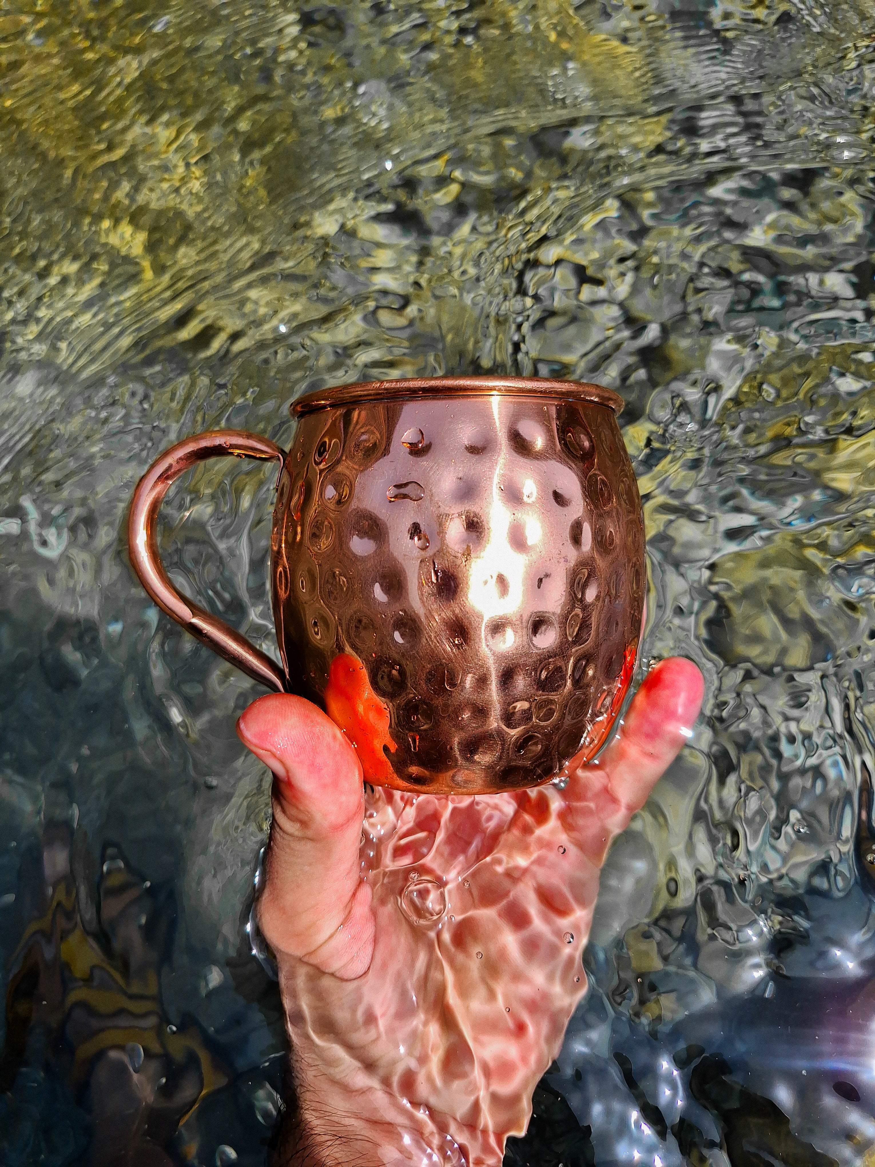 Handcrafted Red Copper Cup – Traditional Hammered Design, Pure Copper Drinkware for Home & Kitchen Decor