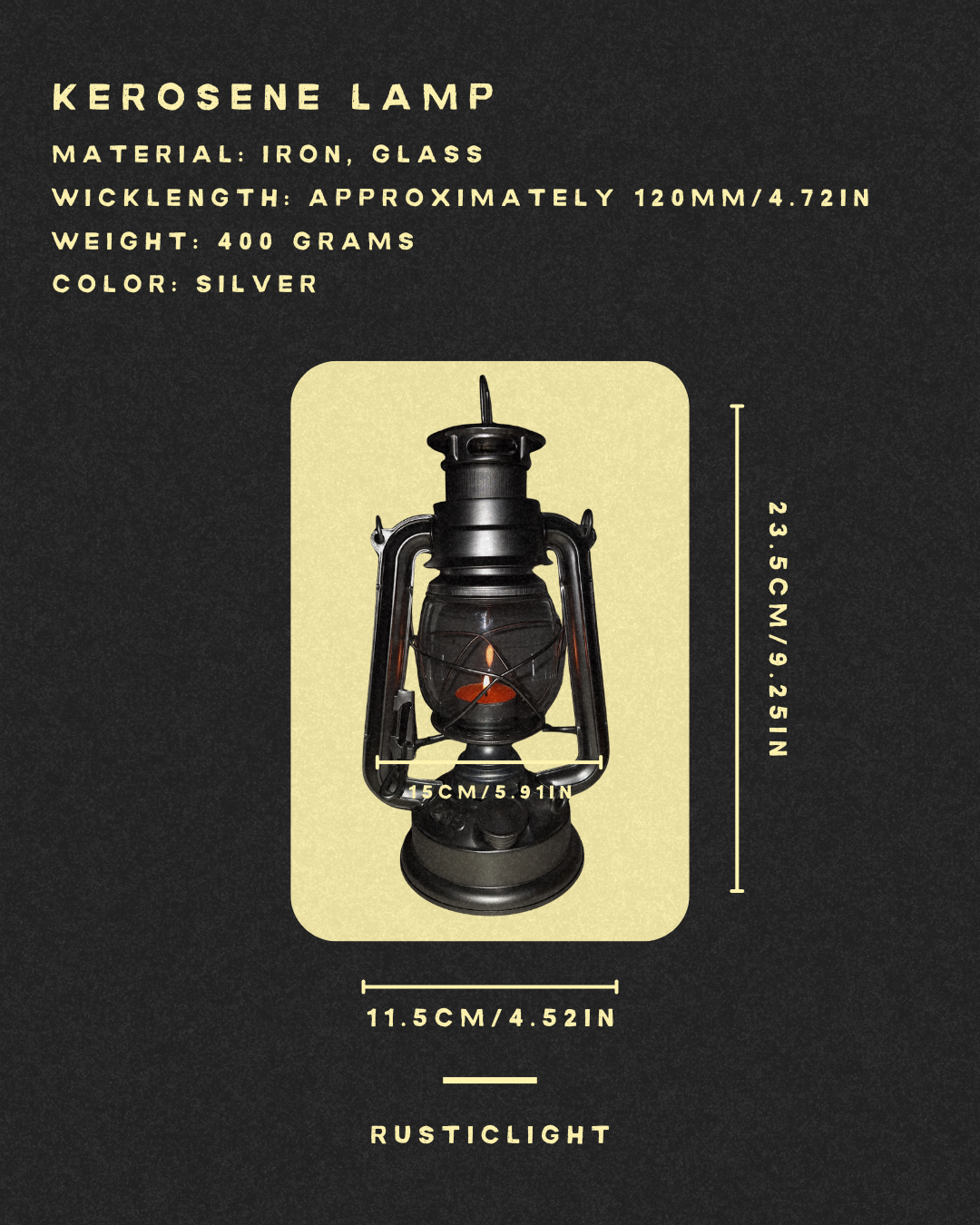 Vintage Kerosene Lamp  فانوس كيروسين معدني وزجاجي – تصميم كلاسيكي وأنيق